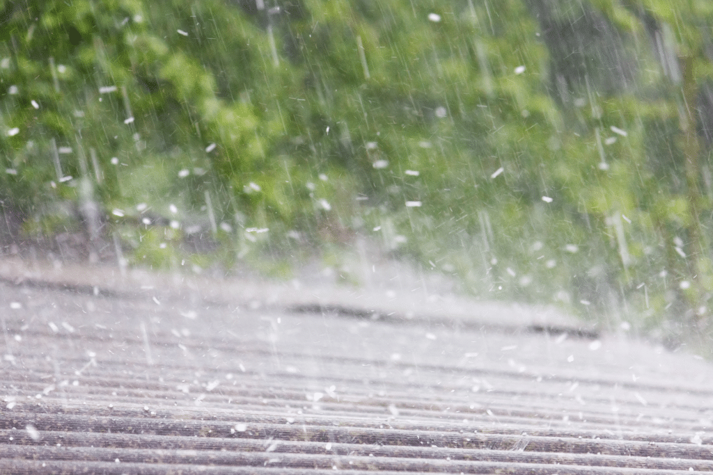 hail on a roof