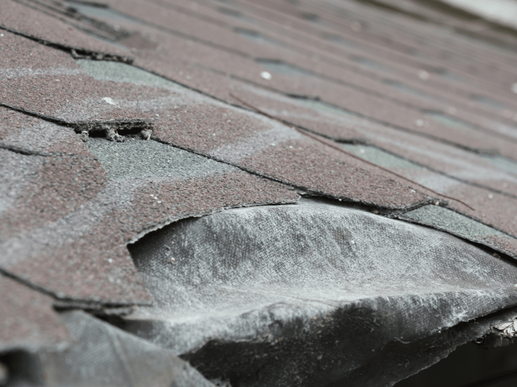 broken and bent shingles that need to be replaced