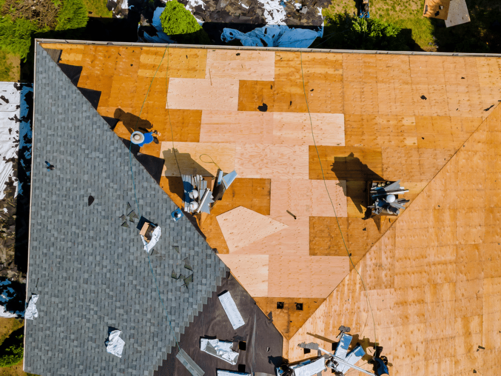 new shingles being put on a roof