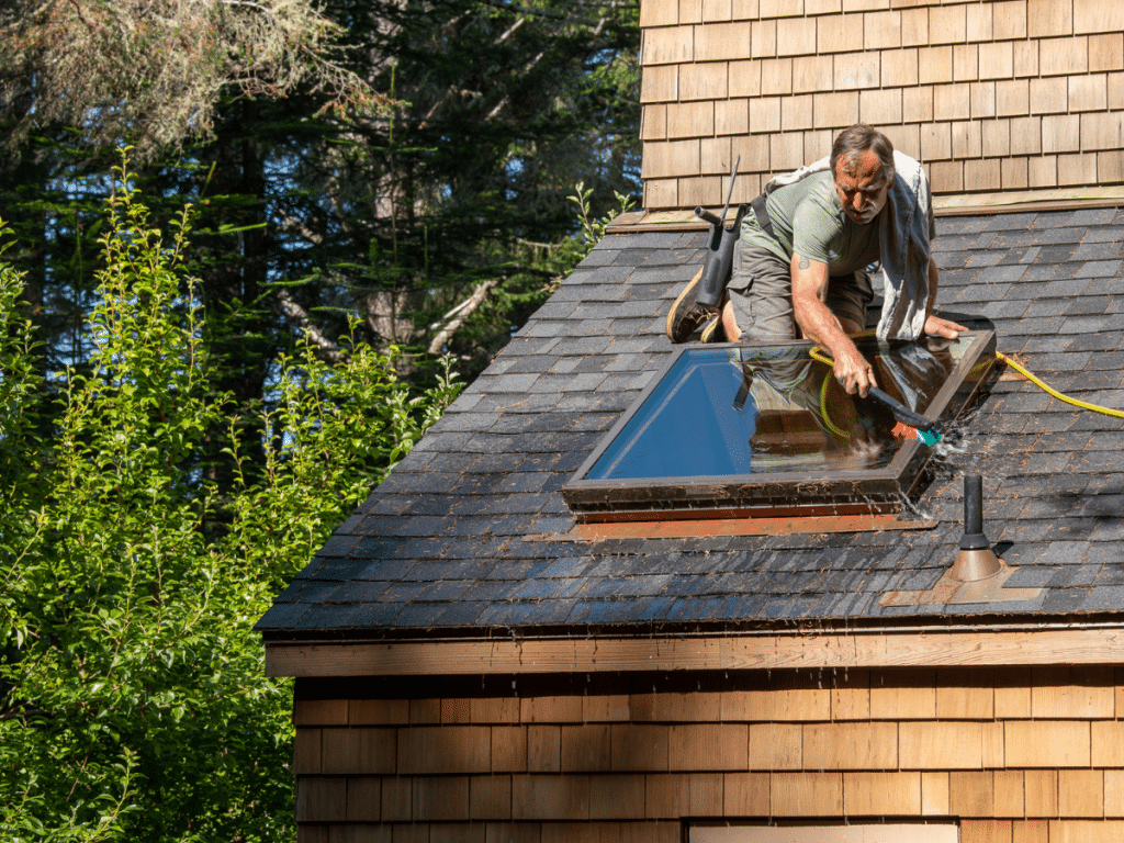 roof cleaner washing roof