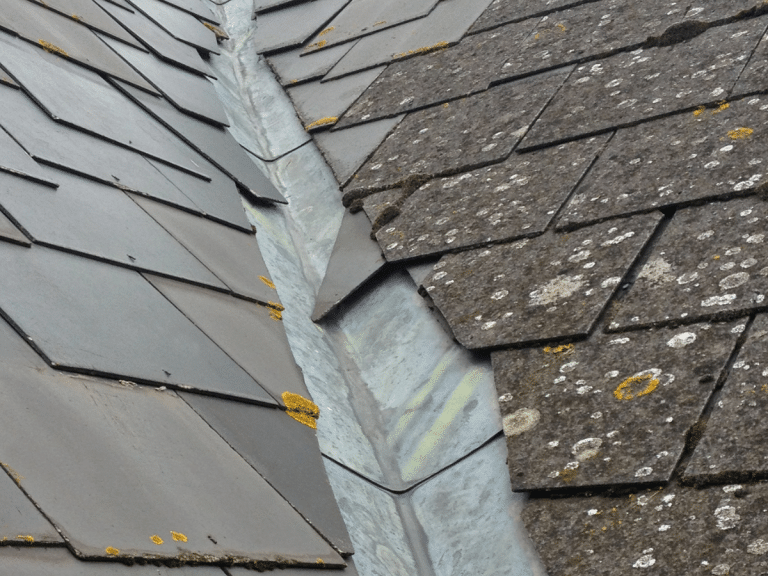 damaged flashing on a roof